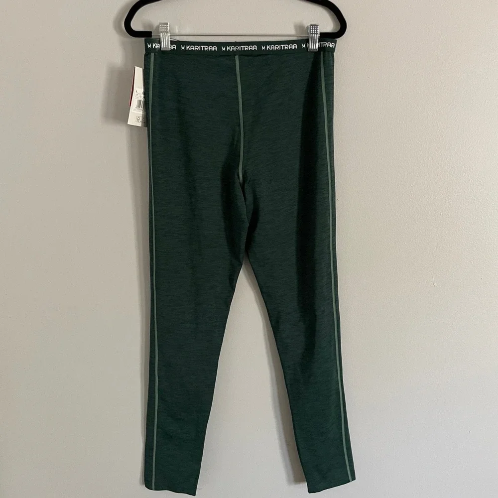 Kari Traa Lune Baselayer Womens L Green Fair Isle Geometric Thermal Leggings